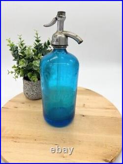 Vintage 1920's Blue Glass Ochee Sparkling Beverage New York Seltzer Bottle