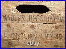 Vintage 1949 Nadler Bros Dairy Amsterdam Ny Wood Milk Bottle Box