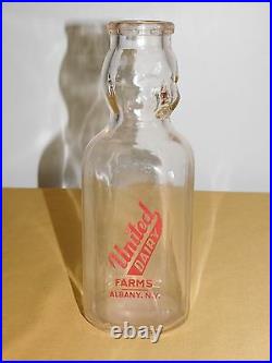 Vintage 1952 United Dairy Farms Albany Ny Baby Face 1 One Quart Milk Bottle