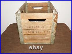 Vintage 1959 Norman's Kill Farm Dairy Ny Wood Metal Milk 6 Bottle Box