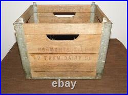 Vintage 1959 Norman's Kill Farm Dairy Ny Wood Metal Milk 6 Bottle Box