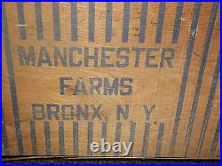 Vintage 1960 Manchester Farms Bronx Ny Wood Milk Bottle Box