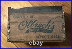 Vintage 1960 Olbrych's Dairy Milk Bottle Wood Crate Box Amsterdam NY