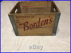 Vintage 1961 Borden Co. Wooden Milk Bottle Crate Brooklyn NY EXQUISITE