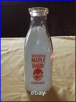 Vintage 1963 Maple Dairy H Higgins W. Sand Lake Ny 1 Qt Milk Bottle