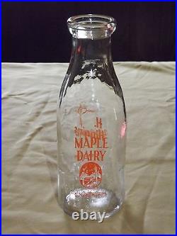 Vintage 1963 Maple Dairy H Higgins W. Sand Lake Ny 1 Qt Milk Bottle