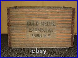 Vintage 1967 Gold Medal Farms Bronx Ny Wood Milk Bottle Box