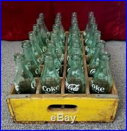 Vintage 1968 Coca Cola 24 Ct Carrier Crate And Bottles Fl Ny Ks Ok De Nc Wy Oh