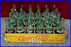 Vintage 1968 Coca Cola 24 Ct Carrier Crate And Bottles Fl Ny Ks Ok De Nc Wy Oh
