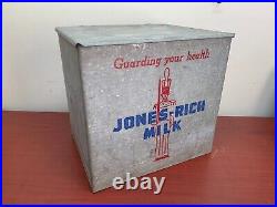 Vintage 40-50's Jones-Rich Dairy Metal Porch Milk Bottle Delivery Box Buffalo NY