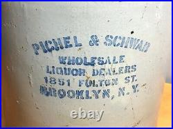 Vintage 5 Gallon PICHEL & SCHWAB LIQUOR Whiskey Jug Bottle BROOKLYN NY Fulton St