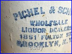 Vintage 5 Gallon PICHEL & SCHWAB LIQUOR Whiskey Jug Bottle BROOKLYN NY Fulton St