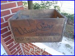 Vintage Advertising Beer Bottle Crate Utica Club West End Brewing Ny Box Wooden