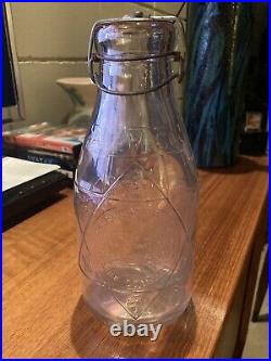 Vintage Alex Campbell Milk Bottle A. C. M. Co Quart rare New York Snap cap Lid