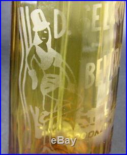 Vintage Amber Czech Seltzer Bottle Female Graphic Selkowitz Beverage Brooklyn NY