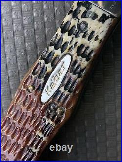 Vintage Antique KA-BAR Olean NY with Awesome Appaloosa Bone Coke Bottle Knife