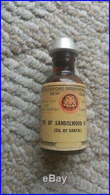Vintage Antique SANDALWOOD Fritzsche Bros Amber Bottle NEW YORK SANTAL SEALED
