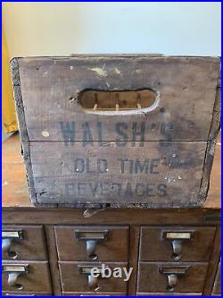 Vintage Antique Walshs ROOT & BIRCH BEER SODA Bottle Wood Box Crate ALBANY, NY