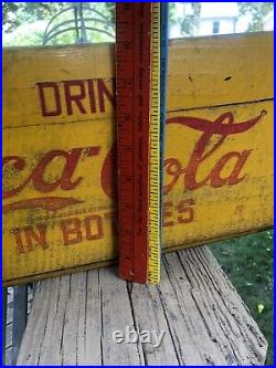 Vintage Antique YELLOW COCA COLA Crate Wooden Box Bottles New York, NY. +24 Bottle