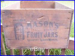 Vintage Ball Mason Fruit Jar WOOD SHIPPING CRATE Lockport Glass Works NY 1858
