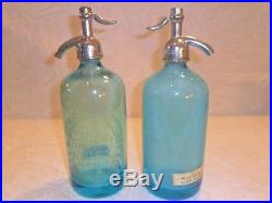 Vintage Blue Glass Seltzer Bottles New York Seltzer Water Co. Detroit Mich
