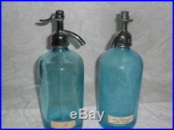 Vintage Blue Glass Seltzer Bottles New York Seltzer Water Co. Detroit Mich