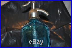 Vintage Blue Seltzer Bottle Sartay Beverages Brooklyn New York