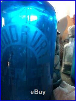 Vintage Blue Seltzer Works Bottle Woodbury New York-pair-set Of Two
