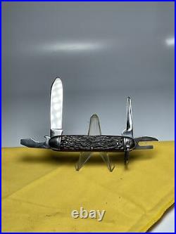 Vintage Camillus New York U. S. A. Bone Handled Scout / Utility Knife