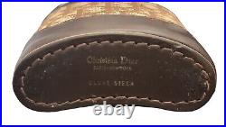 Vintage Christian Dior Glass Flask Paris New York Glove Steer Leather Monogram