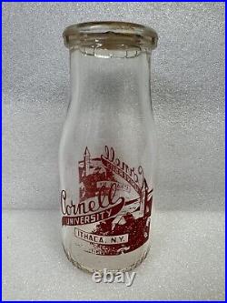 Vintage Cornell University Ithaca NY Dairy Farm Milk Bottle 1/2 Pint