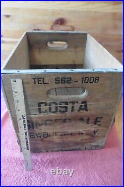 Vintage Costa Beverages Newburgh NY Ginger Ale Soda Bottle Shipping Crate Wooden