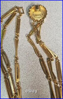 Vintage DKNY Donna Karan NY Bottle Caps Charm Bracelet Necklace Gold Tone 1980s