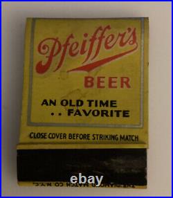 Vintage Diamond Matchbook Pfeiffer's Wurzburger Beer Bottle Emblem New York NY