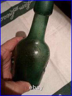 Vintage Dixon & Carson New York Olive Green Antique Iron Pontil Bottle Few Chips