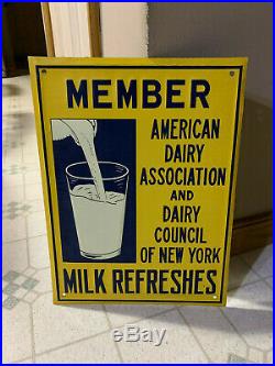 Vintage Farm Feed Milk Dairy Sign American Dairy Association New York Nos Sign