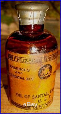 Vintage Fritzsche Brothers New York Oil Of Santal East India Perfume Bottle