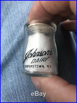 Vintage Glass Johnsons Dairy Cooperstown NY Pyroglaze Creamer Home Of Baseball