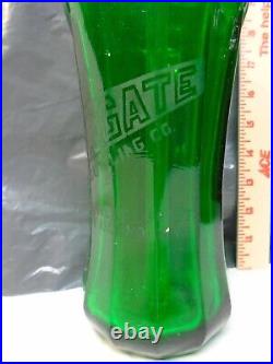 Vintage Green Seltzer Bottle, 12-Fluted, SEAGATE, CONEY ISLAND, NY, Scarce