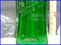 Vintage Green Seltzer Bottle, 12-Fluted, SEAGATE, CONEY ISLAND, NY, Scarce