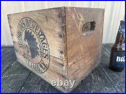Vintage Iroquois Beverages Wood Crate Indian Chief Logos Bottle Case Buffalo, NY