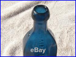 Vintage J&A DEARBORN NEW YORK MINERAL WATER /SODA BOTTLE COLBALT BLUE 8 SIDED