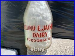 Vintage Leland E. Jackett Dairy, Fredonia Ny Glass Milk Bottles 2 Nice