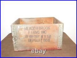 Vintage Meadowbrook Farms Bronx Ny Wood Metal Milk Bottle Deposit Box