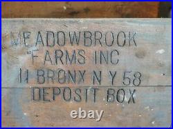 Vintage Meadowbrook Farms Bronx Ny Wood Metal Milk Bottle Deposit Box
