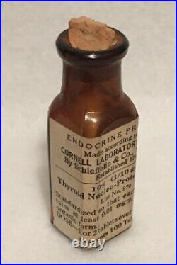 Vintage Medicine Bottle Schieffelin & Co. New York Endocrine Cornell Laboratory