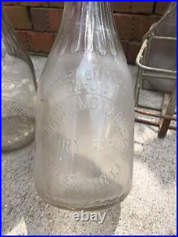 Vintage Milk Bottle Carrier & Quart Bottles Greenport Long Island Dairy New York