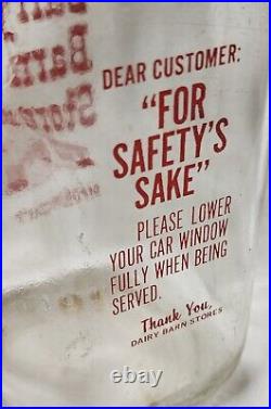 Vintage Milk Cream Bottle Drive In Dairy Barn NY Farm Safety Warning Roll Window