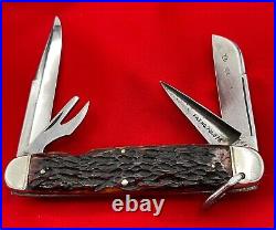 Vintage NEW YORK KNIFE Co Jumbo 4-Blade Camp/Utility Pocket Knife 1882-1931 Bone