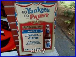 Vintage New York Yankees & Pabst Beer Bottle Baseball Ny Sign Advertising